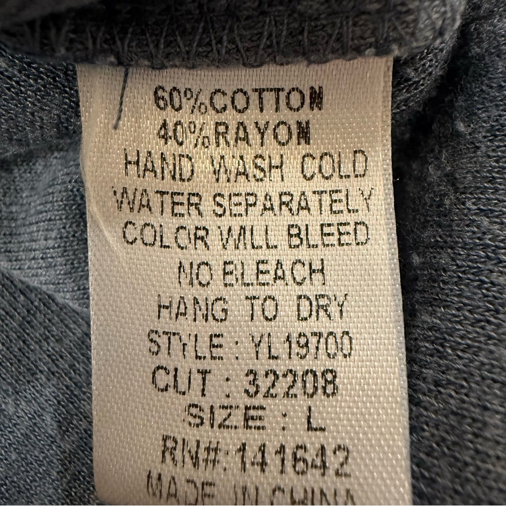 Ya Los Angeles Asymmetrical Round Hem Button Cuff Top Women’s Large Slate Blue - Picture 6 of 7